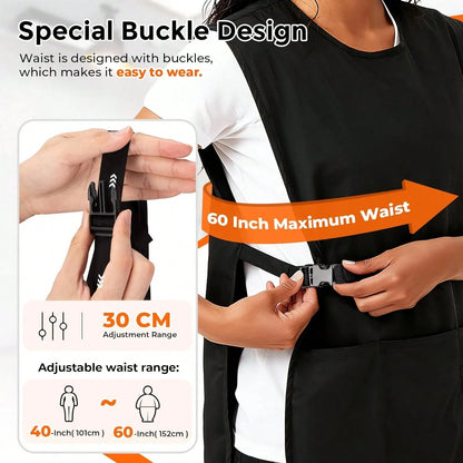 Barber Vest, Sleeveless Hairdresser Smock, Stain & Hair Resistant Salon Fits, Unisex Cobbler Apron With 4 Pockets For Women Men Hair Stylist, Barber Jacket Work Vest Apron, Side Strap Snap Closure