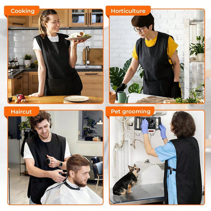 Barber Vest, Sleeveless Hairdresser Smock, Stain & Hair Resistant Salon Fits, Unisex Cobbler Apron With 4 Pockets For Women Men Hair Stylist, Barber Jacket Work Vest Apron, Side Strap Snap Closure