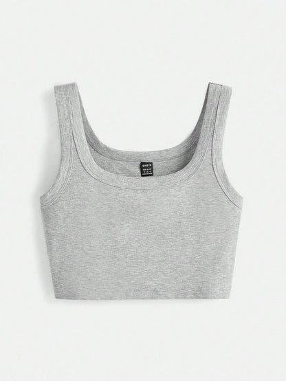 BASICS Solid Crop Tank Top/Summer Tops For Women