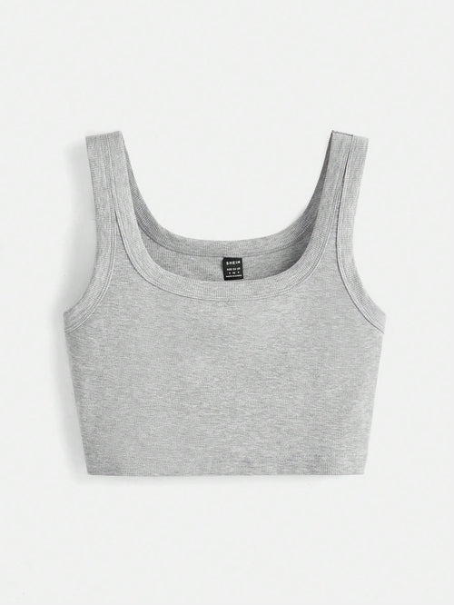 BASICS Solid Crop Tank Top/Summer Tops For Women