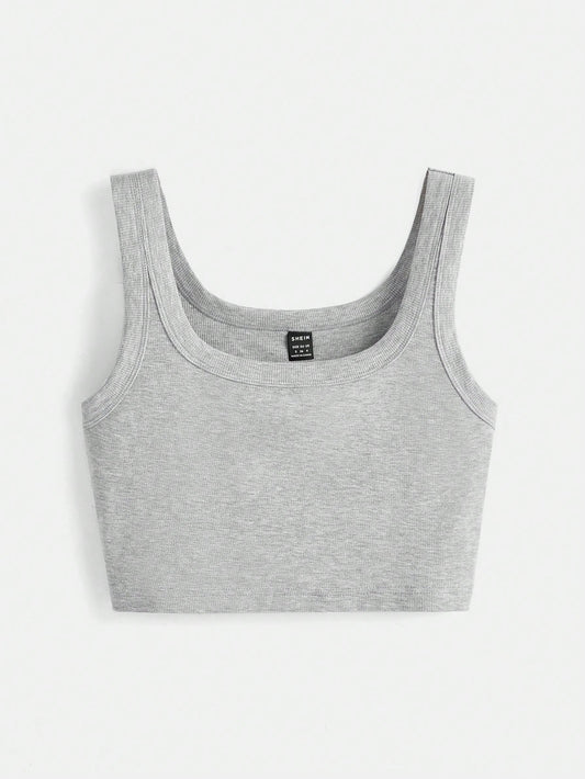 BASICS Solid Crop Tank Top/Summer Tops For Women