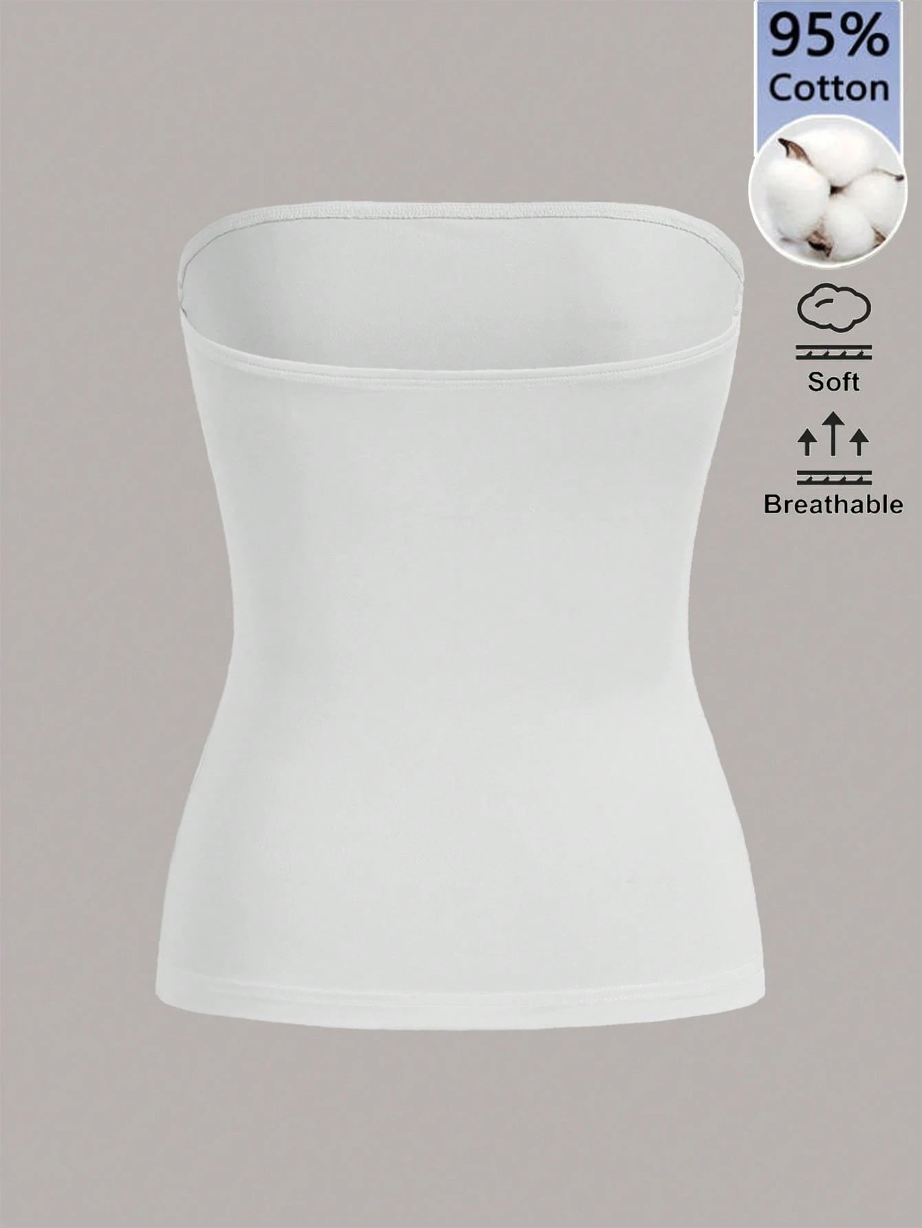 BASICS Women's Solid Color Strapless Slim Fit Casual Basic Minimalist Modest Top Daytime All White Summer Coming Home Everyday Holiday Office Night Out House