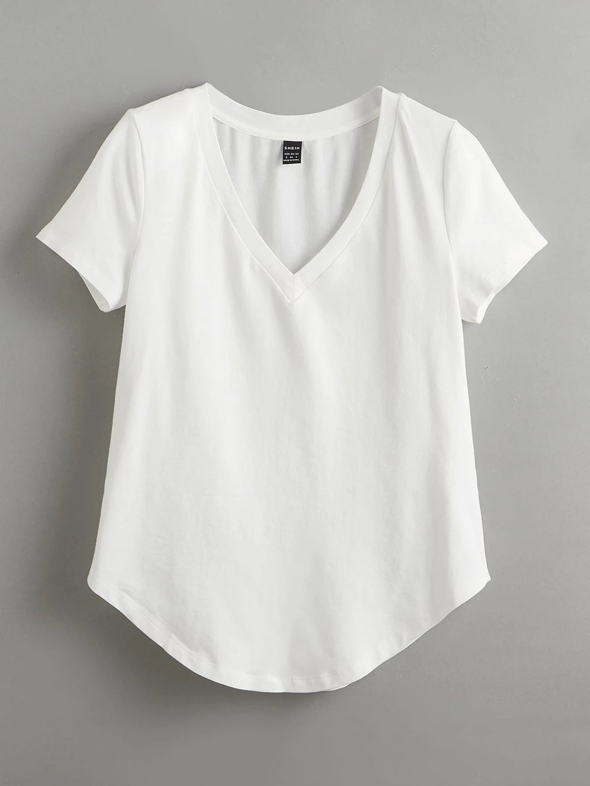 BASICS Women Solid V-Neck Short Sleeve Casual Top, Everyday Wear Tops For Women White Tops
