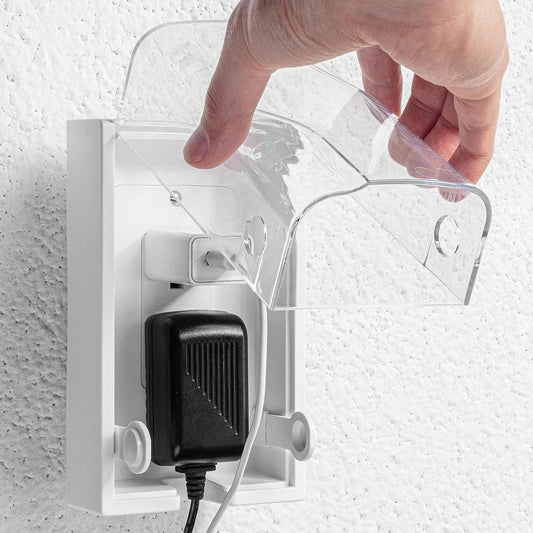 Bates- Baby Safety Outlet Cover Box, Clear Door, Baby Proof Outlet Covers, Plug Covers For Electrical Outlets