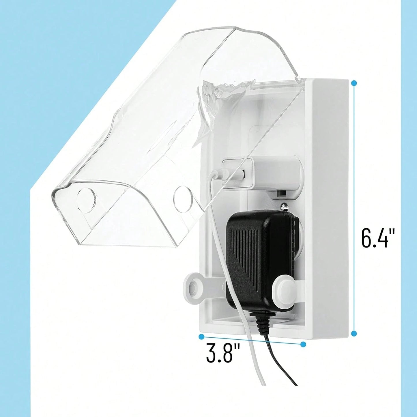 Bates- Baby Safety Outlet Cover Box, Clear Door, Baby Proof Outlet Covers, Plug Covers For Electrical Outlets