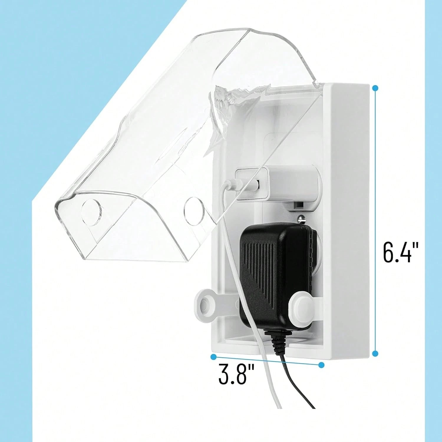 Bates- Baby Safety Outlet Cover Box, Clear Door, Baby Proof Outlet Covers, Plug Covers For Electrical Outlets