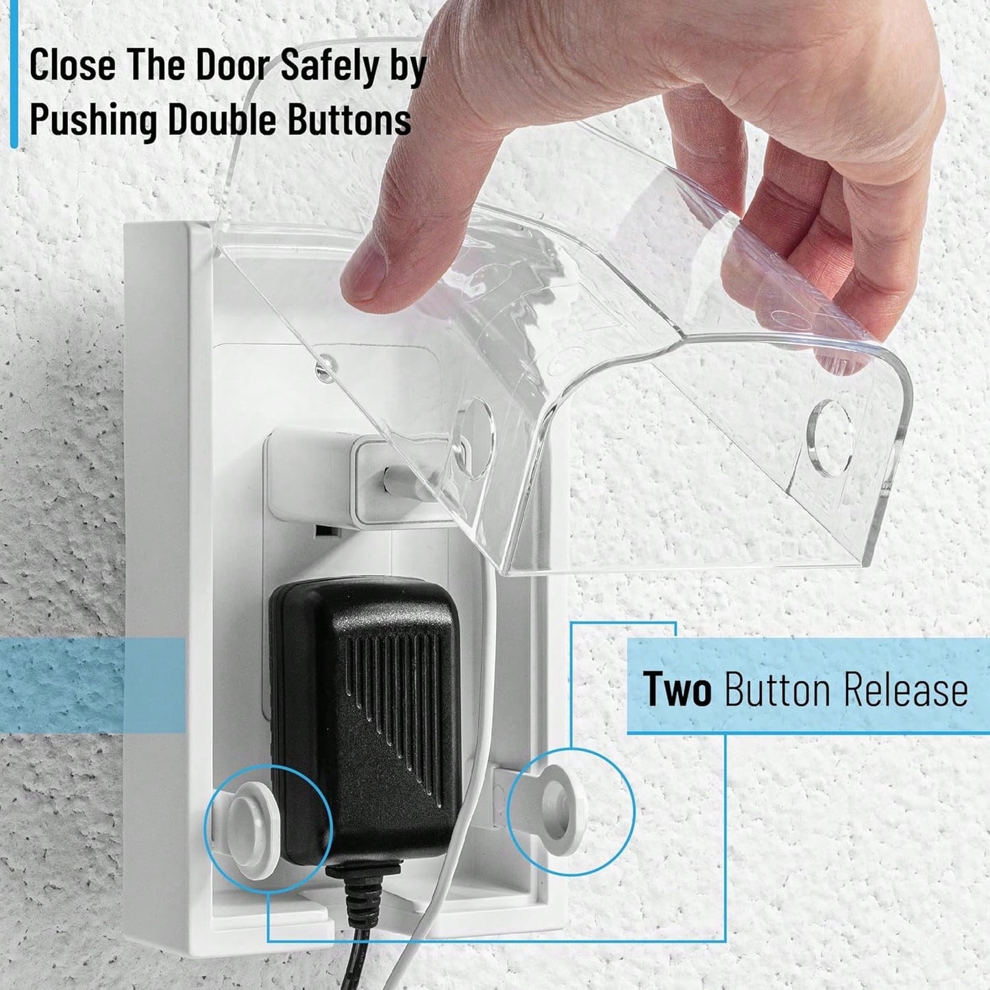 Bates- Baby Safety Outlet Cover Box, Clear Door, Baby Proof Outlet Covers, Plug Covers For Electrical Outlets