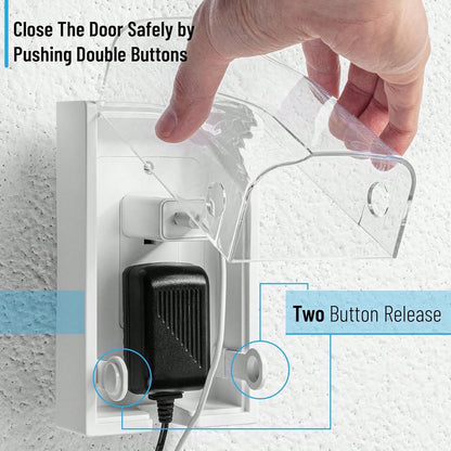 Bates- Baby Safety Outlet Cover Box, Clear Door, Baby Proof Outlet Covers, Plug Covers For Electrical Outlets