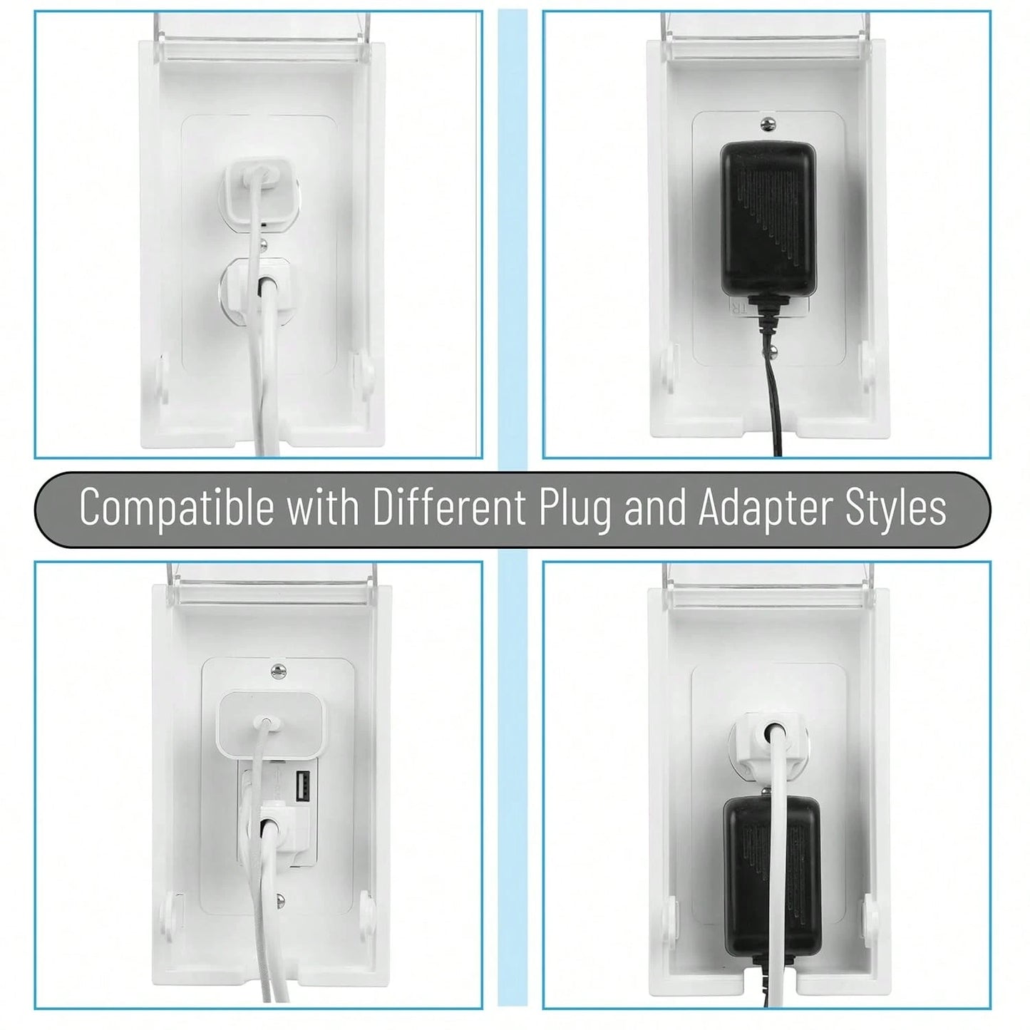 Bates- Baby Safety Outlet Cover Box, Clear Door, Baby Proof Outlet Covers, Plug Covers For Electrical Outlets