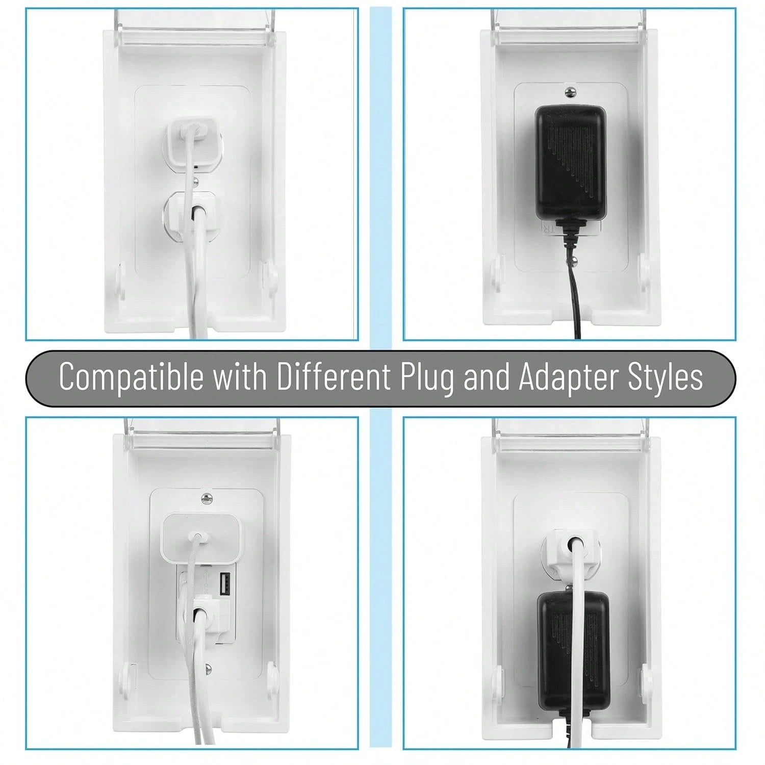 Bates- Baby Safety Outlet Cover Box, Clear Door, Baby Proof Outlet Covers, Plug Covers For Electrical Outlets