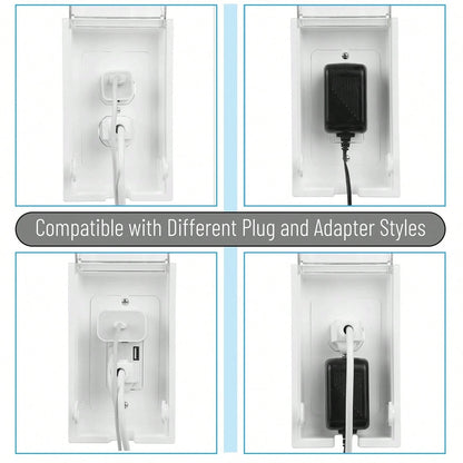 Bates- Baby Safety Outlet Cover Box, Clear Door, Baby Proof Outlet Covers, Plug Covers For Electrical Outlets