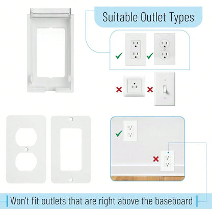 Bates- Baby Safety Outlet Cover Box, Clear Door, Baby Proof Outlet Covers, Plug Covers For Electrical Outlets