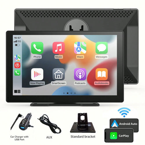 BDQ 8" Wireless Apple Carplay Screen For Car With 4K Dash Cam, Portable Apple Carplay & Android Auto With 1080p Backup Camera DVR, Voice Control/GPS Navigation/Mirror Link/BT