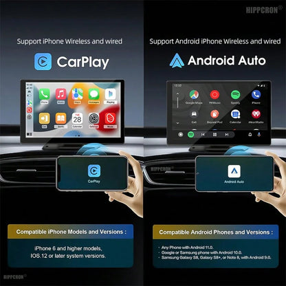 BDQ 8" Wireless Apple Carplay Screen For Car With 4K Dash Cam, Portable Apple Carplay & Android Auto With 1080p Backup Camera DVR, Voice Control/GPS Navigation/Mirror Link/BT