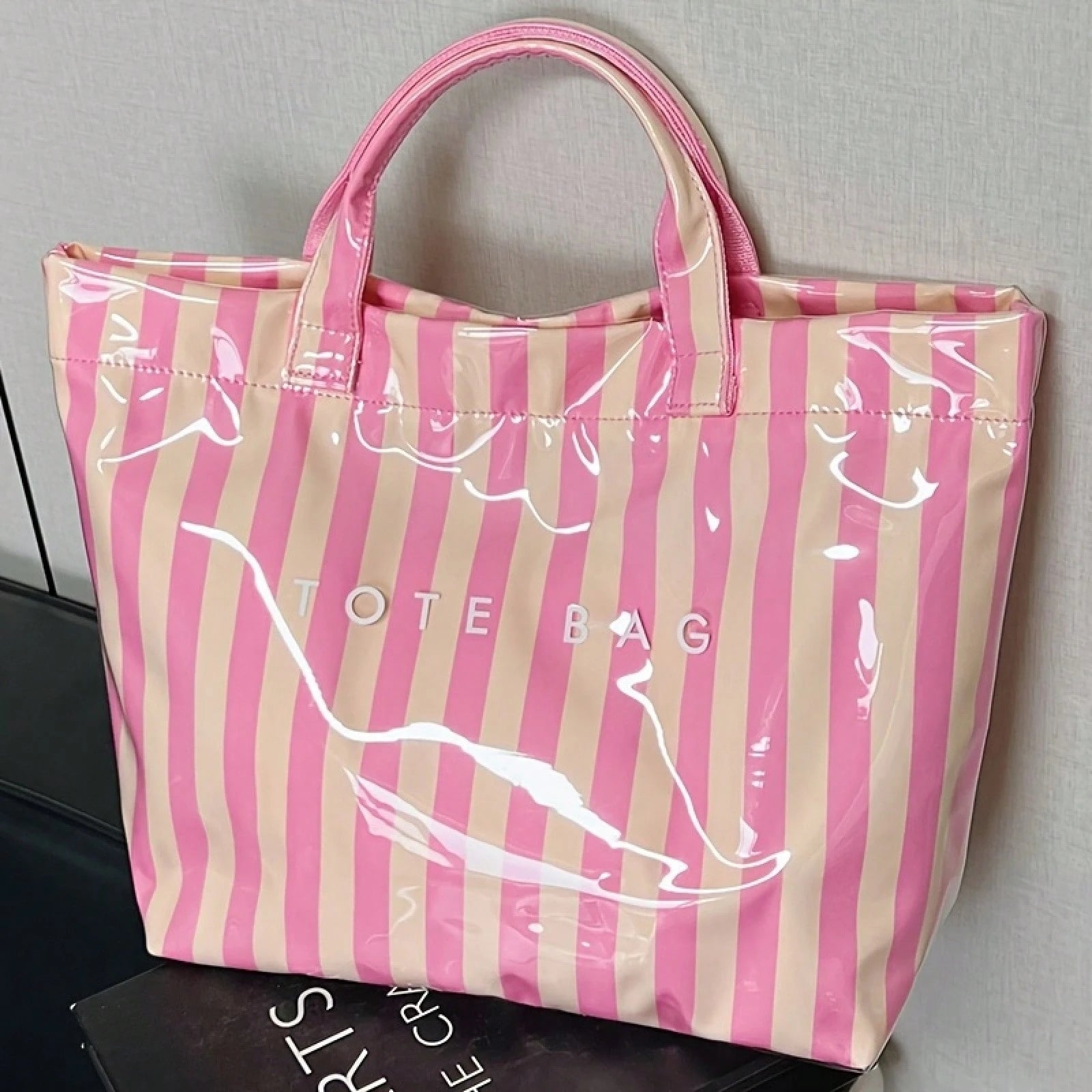 Beach Vacation Color Blocked Striped Women's Fashionable Large Capacity Work Handbag, Suitable For Daily Commuting, Shopping, And Vacation Travel