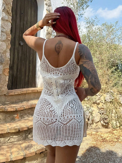 Bearsaez Summer Beach Hollow Out Side Split Cover Up