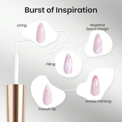 Beetles 1Pcs 7ml White Gel Liner Nail Polish, Swirl Nail Art & Classic White French Tip Design, Soak Off UV Gel Manicure Paint For Salon & DIY Use
