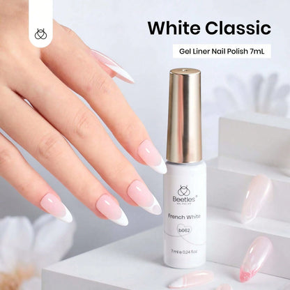 Beetles 1Pcs 7ml White Gel Liner Nail Polish, Swirl Nail Art & Classic White French Tip Design, Soak Off UV Gel Manicure Paint For Salon & DIY Use