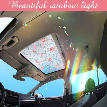 Beeveer Stained Vintage Sunroof Sun Shade Film Static Clings Vinyl 3D Decals For Car Decoration UV Sun Protection For Moonroof &Amp; Side Windows, Car Camping Accessories(16.9 X 39.4 Inches,Rose)
