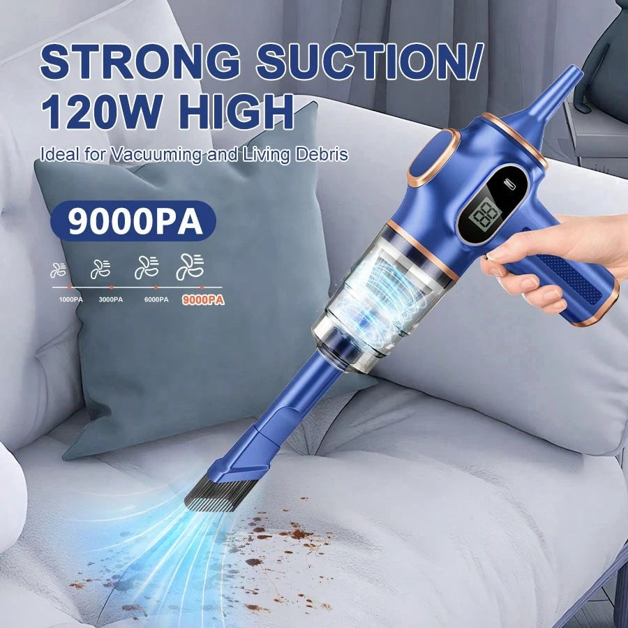 belibuy Powerful Handheld Mini Vacuum Cleaner With Digital Display, Type-C Fast Charging, Washable Filter, And Portable Design. Suitable For Quickly Cleaning Dust And Debris In Cars, Homes, And Office