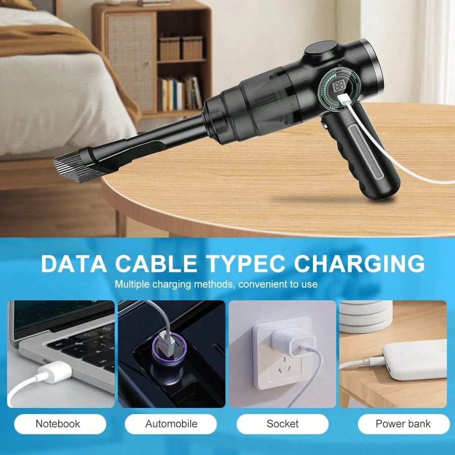 belibuy This Portable Mini Car Vacuum Cleaner Boasts A Powerful 3500PA Suction, A Digital Display, USB Charging, And A Washable Filter. Suitable For Cleaning Cars, Crevices, And Pets. A Truly Useful C