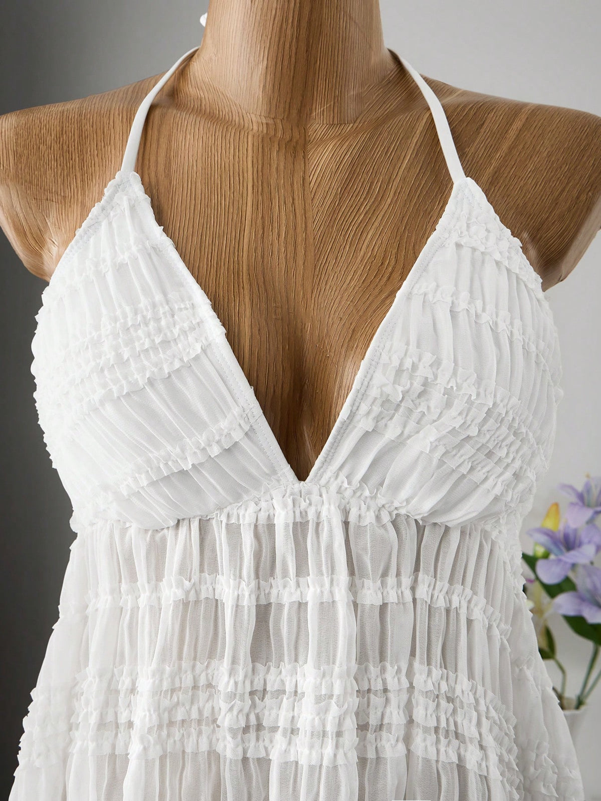 Bellisia Women's Textured Pleated Fabric Short Cover-Up Slip Dress, White Summer Boho Holiday Party Beach Resort Vacation Swimsuit,Weddings & Events