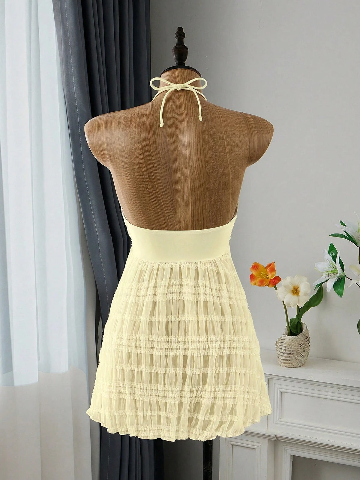 Bellisia Women's Textured Pleated Fabric Short Cover-Up Slip Dress, White Summer Boho Holiday Party Beach Resort Vacation Swimsuit,Weddings & Events