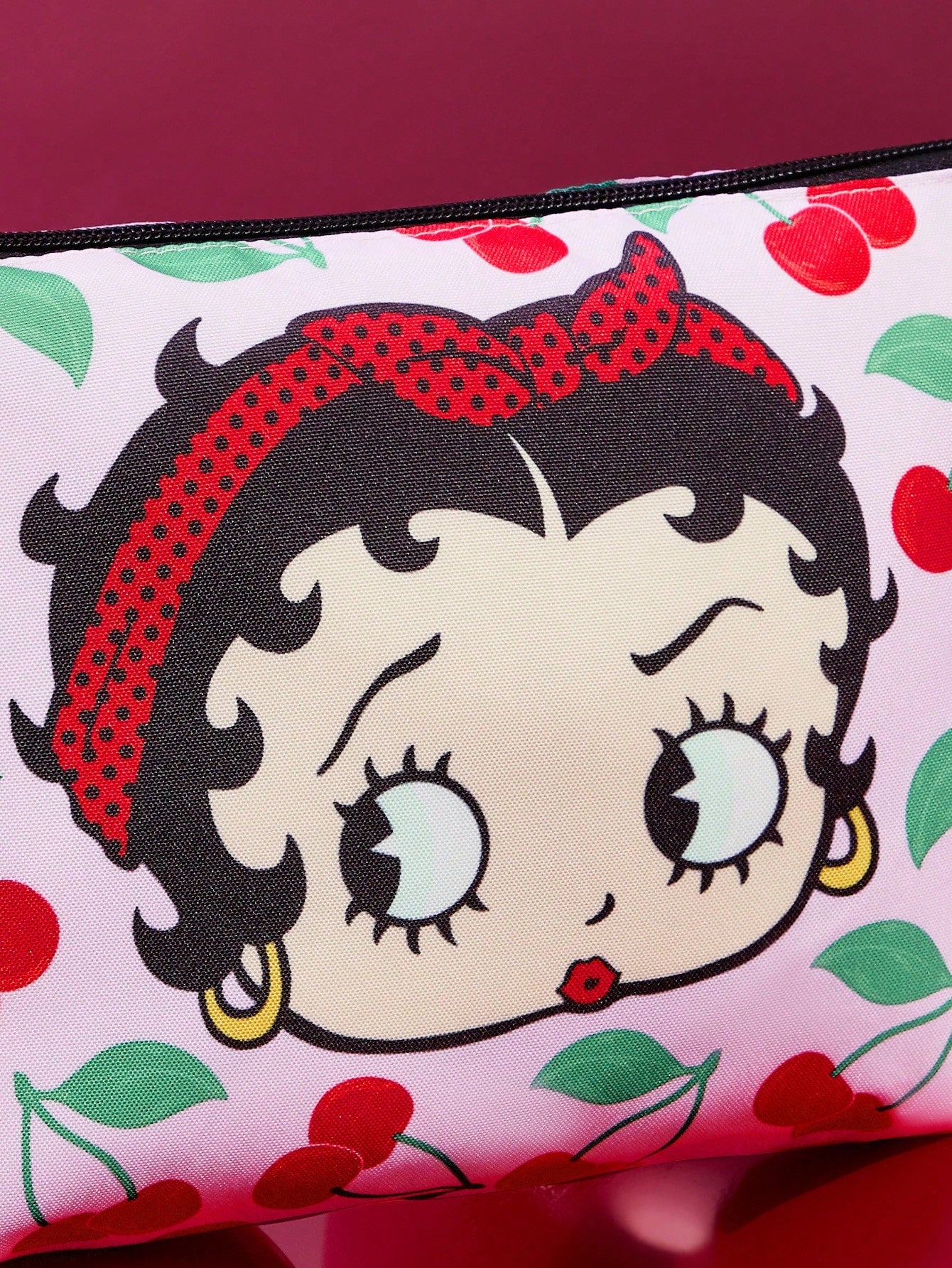 Betty Boop x 1 Character Pattern Printed Lightweight Polyester Fiber Cosmetic Bag, Suitable For Storing Cosmetics, Stationery, Daily Necessities, Digital Products, Very Suitable For Commuting, S
