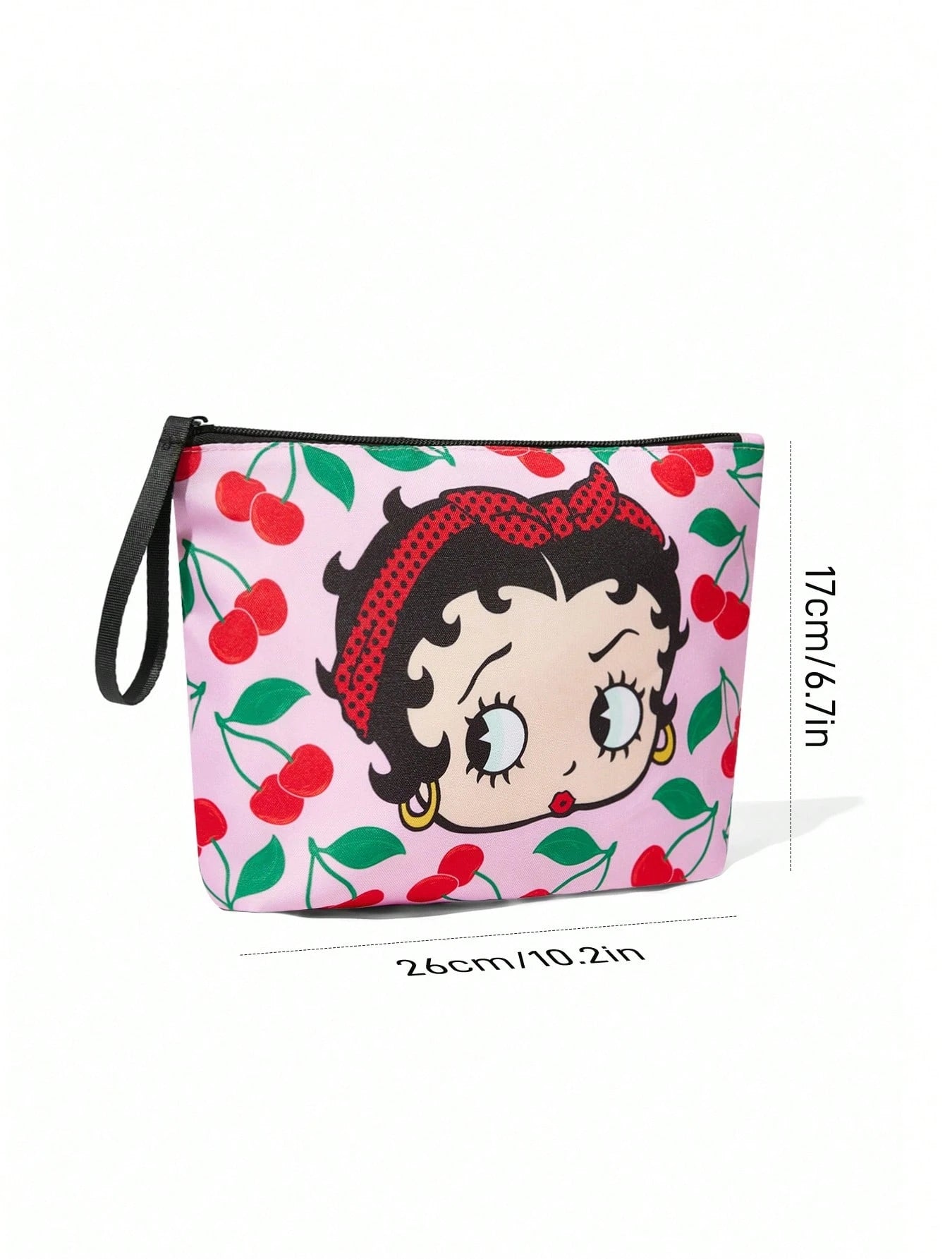 Betty Boop x 1 Character Pattern Printed Lightweight Polyester Fiber Cosmetic Bag, Suitable For Storing Cosmetics, Stationery, Daily Necessities, Digital Products, Very Suitable For Commuting, S