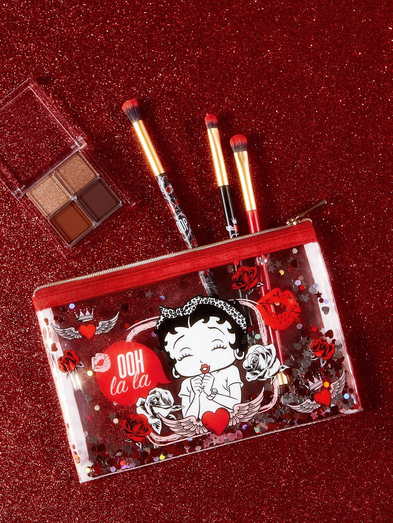 Betty Boop x 1 Character Pattern Printed Lightweight Polyester Fiber Cosmetic Bag, Suitable For Storing Cosmetics, Stationery, Daily Necessities, Digital Products, Very Suitable For Commuting, S