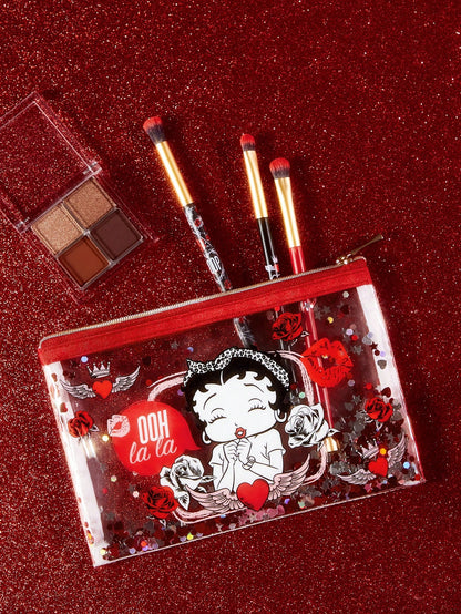 Betty Boop x 1 Character Pattern Printed Lightweight Polyester Fiber Cosmetic Bag, Suitable For Storing Cosmetics, Stationery, Daily Necessities, Digital Products, Very Suitable For Commuting, S