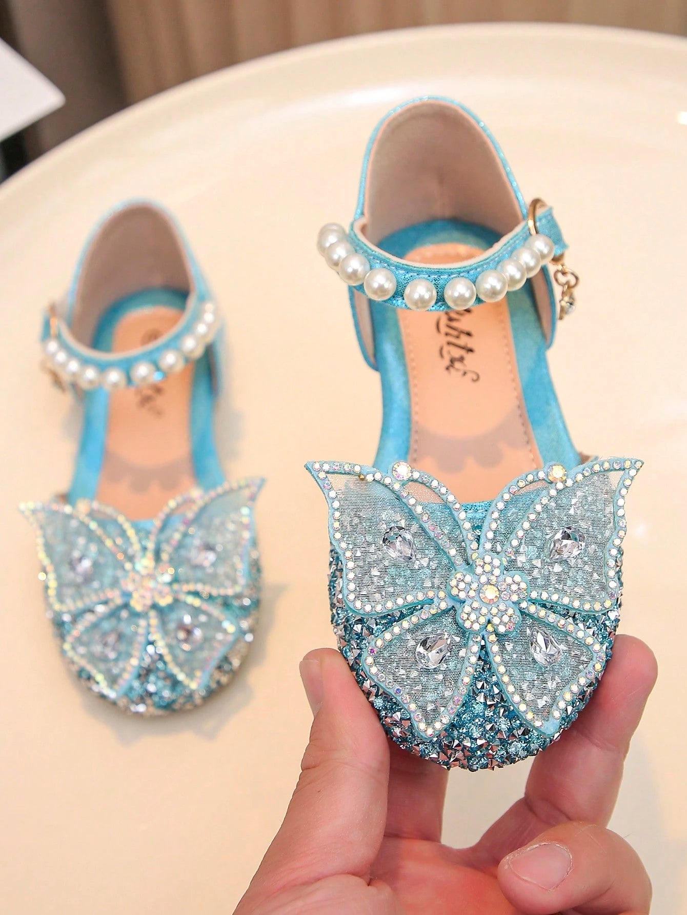 Big Kids Girls Princess Flats Bowknot Rhinestone Pearl Decor School Casual Shoes