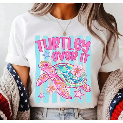 Big Turtle Women's T-Shirt, Striped Turtle Top, Retro Summer Beach Shirt, Funny Turtle Gift For Women, Satirical Ocean Top