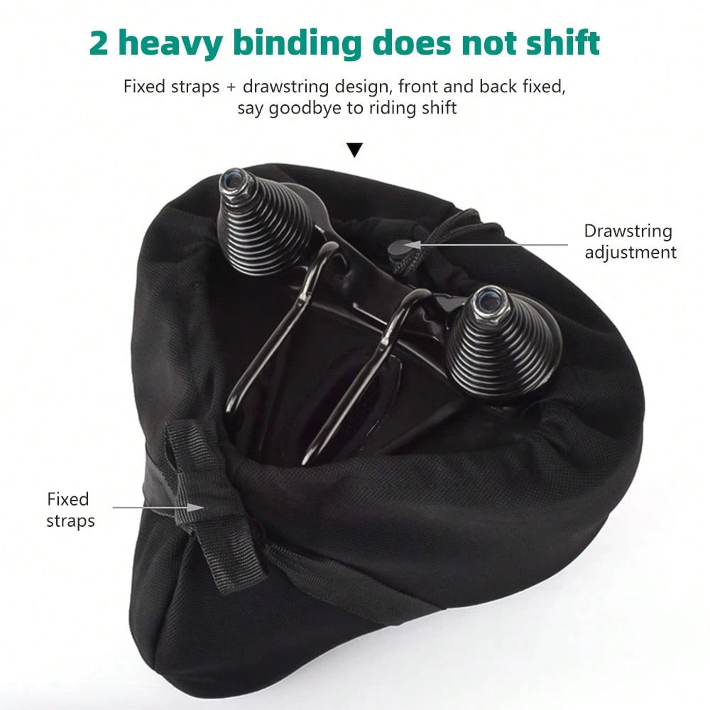 Bike Seat Cover, Bike Seat Cushion, Bike Seat Pad, Soft Silicone Padded Bike Seat Cover With Breathable Fabric Surface, Non-Slip Secure Strap Design Shock Absorbing Comfort Bicycle Cushion, Reduce Hi