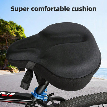 Bike Seat Cover, Bike Seat Cushion, Bike Seat Pad, Soft Silicone Padded Bike Seat Cover With Breathable Fabric Surface, Non-Slip Secure Strap Design Shock Absorbing Comfort Bicycle Cushion, Reduce Hi