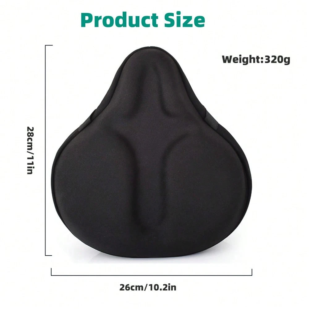 Bike Seat Cover, Bike Seat Cushion, Bike Seat Pad, Soft Silicone Padded Bike Seat Cover With Breathable Fabric Surface, Non-Slip Secure Strap Design Shock Absorbing Comfort Bicycle Cushion, Reduce Hi