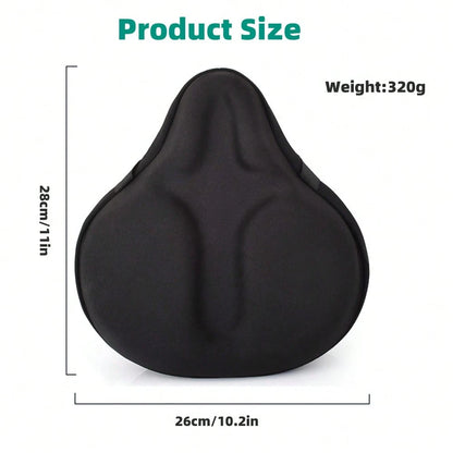 Bike Seat Cover, Bike Seat Cushion, Bike Seat Pad, Soft Silicone Padded Bike Seat Cover With Breathable Fabric Surface, Non-Slip Secure Strap Design Shock Absorbing Comfort Bicycle Cushion, Reduce Hi