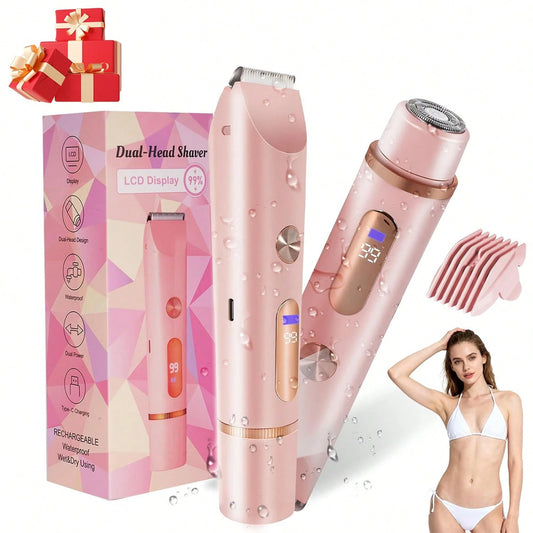Bikini Trimmer For Women 2in1 High Power Epilators Hair Removal Painless Waterproof Electric Razors Women's Electric Razor Pubic Hair Trimmer Shaver For Women For Ladies Pubic, Face, Underarms, Legs