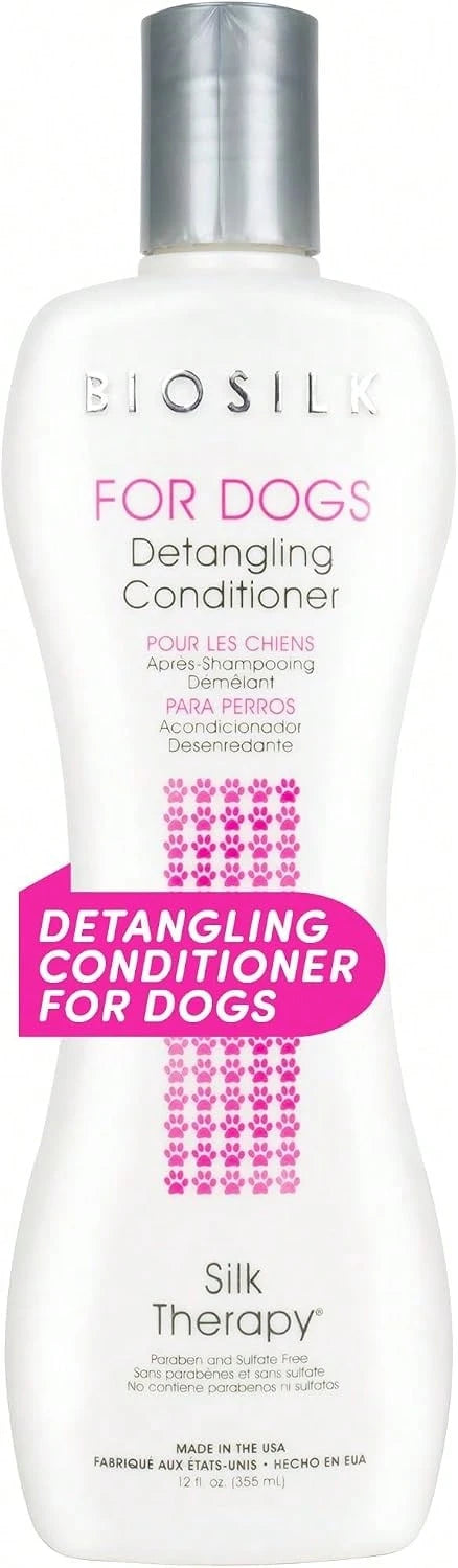 BioSilk For Dogs Silk Therapy Dog Detangling Conditioner, Dog Coat Conditioner To Help Smooth Knots And Tangles And Support Soft Manageable Coats During Routine Grooming, 12 Fl Oz