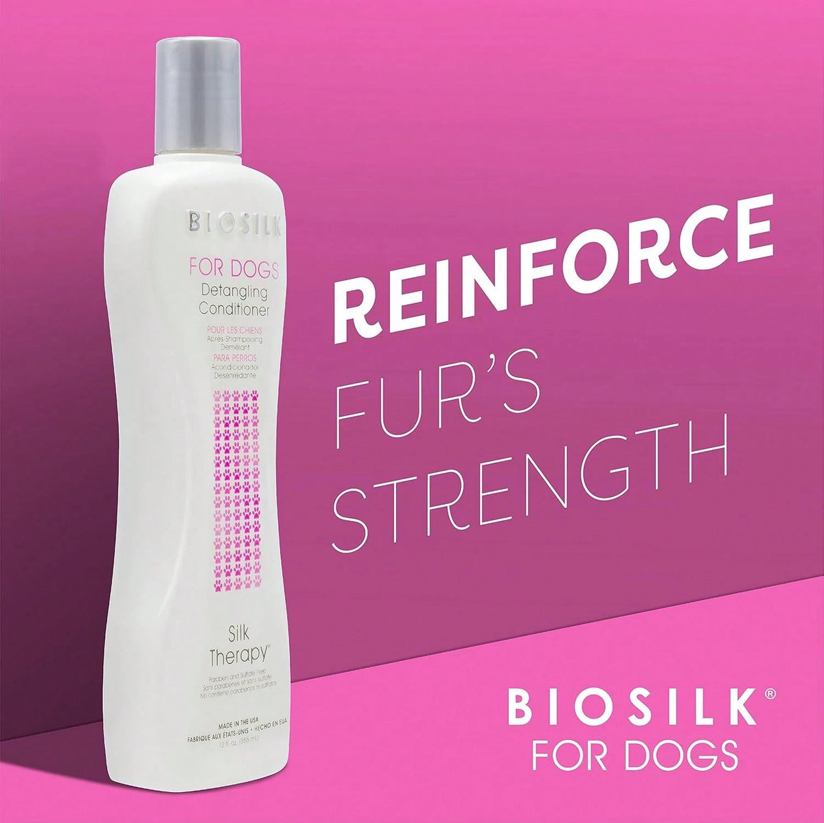BioSilk For Dogs Silk Therapy Dog Detangling Conditioner, Dog Coat Conditioner To Help Smooth Knots And Tangles And Support Soft Manageable Coats During Routine Grooming, 12 Fl Oz