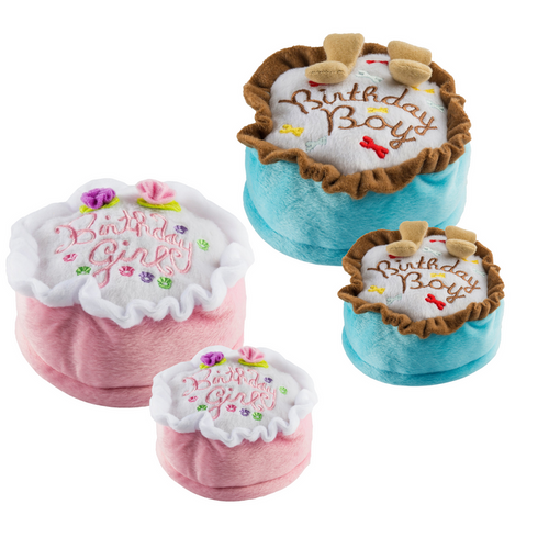 Birthday Cake Dog Toy - Pink or Blue