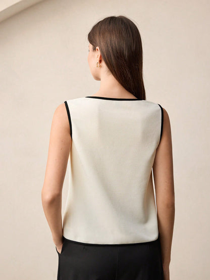 BizChic Women's Tank Top, Spring Round Neck Asymmetrical Hem, Elegant Minimalist Casual Commute Date Daily Vacation Independence Day Graduation Season Music Festival Slimming Elegant Versatile High-En