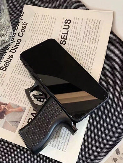 Black 3D Asymmetrical Shaped Shockproof Funny Novelty Toy Gun Shaped Phone Case Protective Case Compatible With IPhone 16, 17/17 Pro/17 Pro Max, 15, 14, 13, 12, 11 Pro Max Birthday Gift Party Annivers