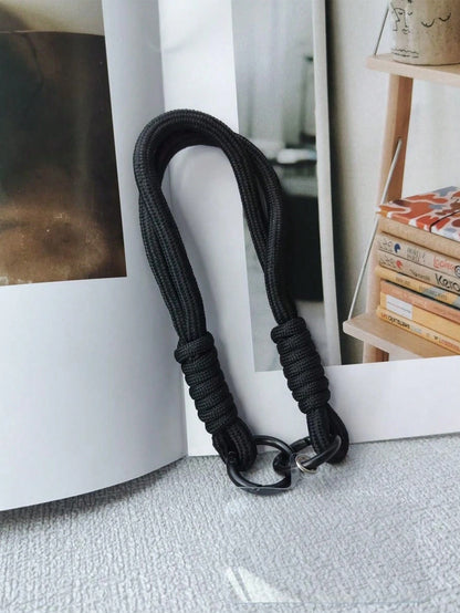 Black Alloy Braided Lanyard Nylon Phone Case With Detachable Wrist Strap, Keychain, Earphone, USB Holder, Popular Design Spring Gift