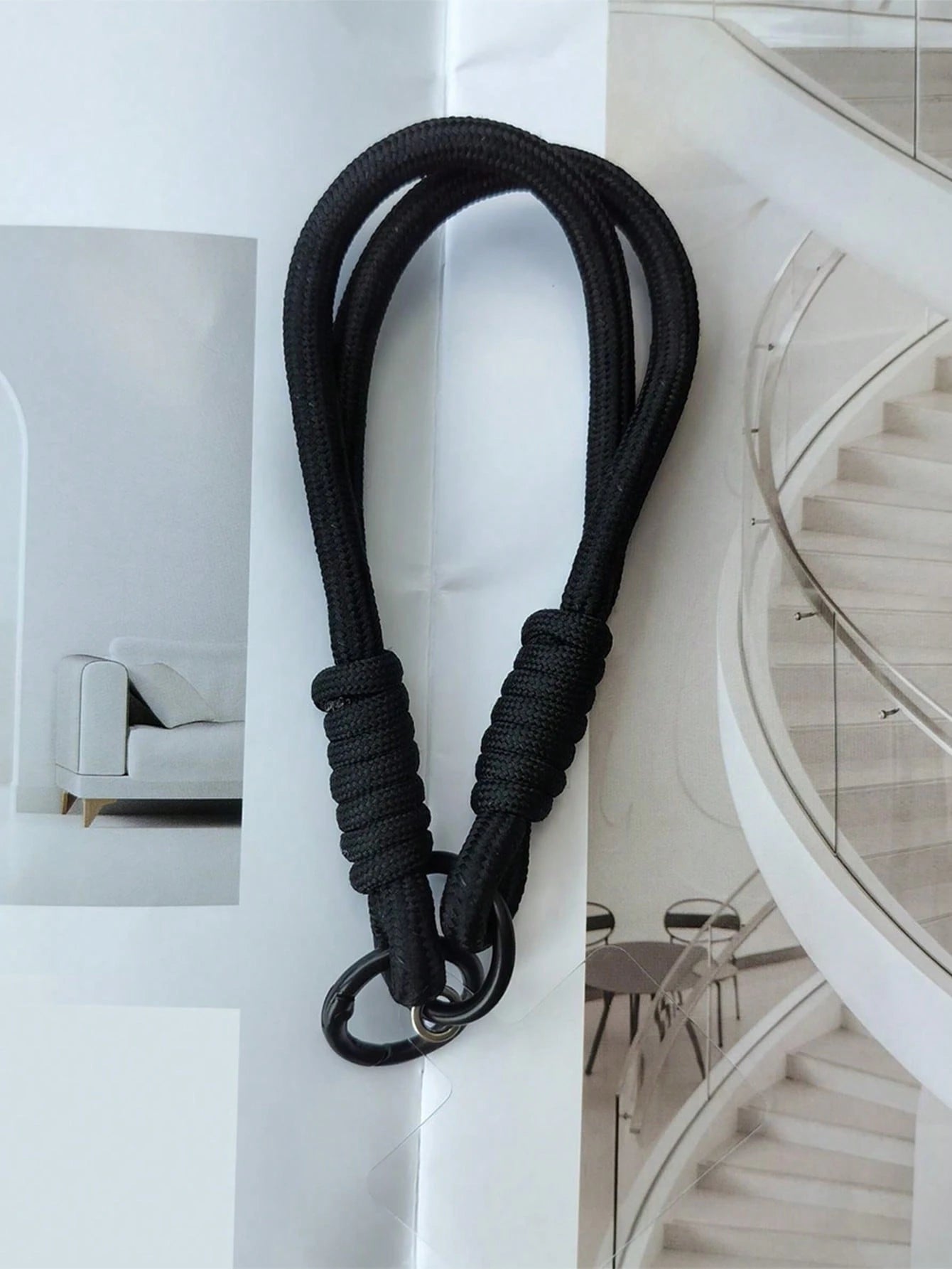 Black Alloy Braided Lanyard Nylon Phone Case With Detachable Wrist Strap, Keychain, Earphone, USB Holder, Popular Design Spring Gift