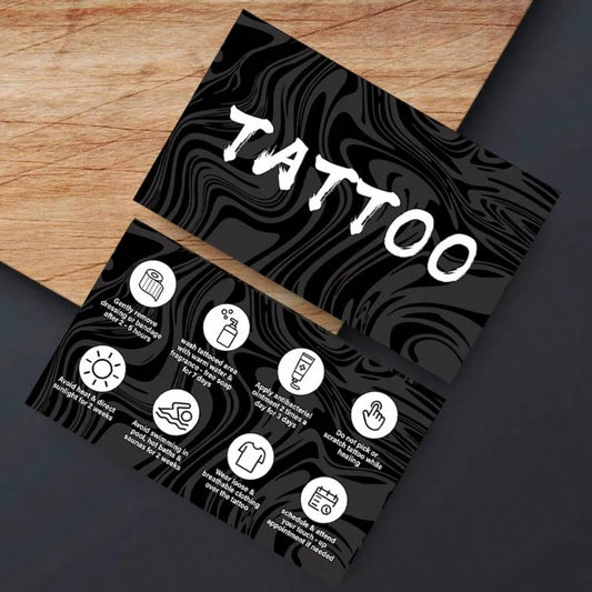 Black Pattern Tattoo Aftercare Instruction Card Tattoo Healing Care Reminder Card