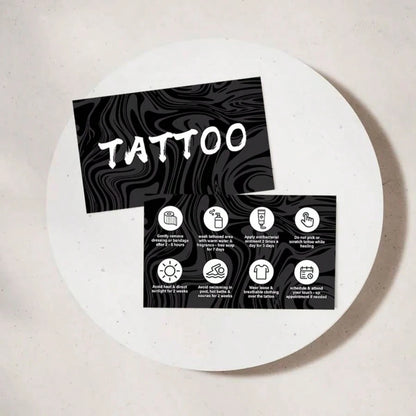 Black Pattern Tattoo Aftercare Instruction Card Tattoo Healing Care Reminder Card