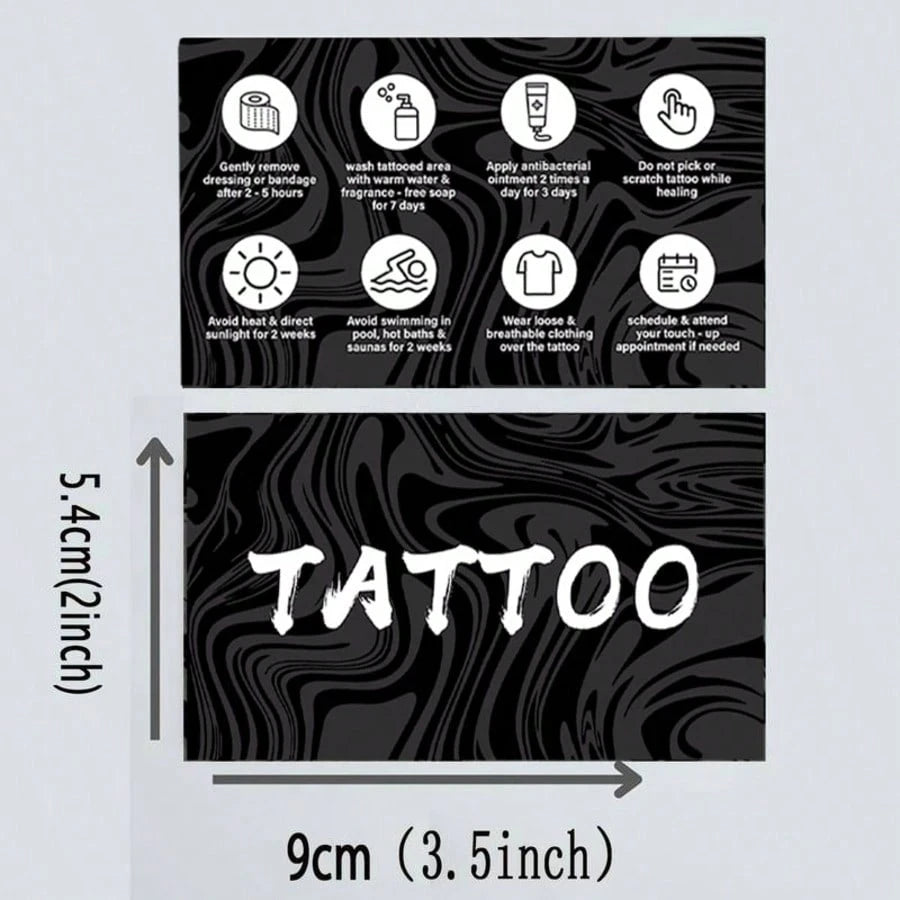 Black Pattern Tattoo Aftercare Instruction Card Tattoo Healing Care Reminder Card
