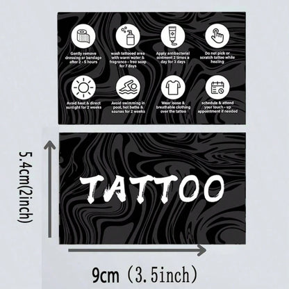 Black Pattern Tattoo Aftercare Instruction Card Tattoo Healing Care Reminder Card