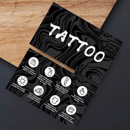 Black Pattern Tattoo Aftercare Instruction Card Tattoo Healing Care Reminder Card